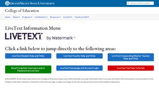 LiveText Information Menu - College of Education - Grand Valley State ...