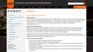 Livetext | College Of Education, Health and Aviation | Oklahoma State ...