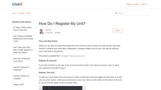 How Do I Register My Unit? – LiveU