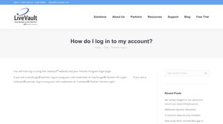 How do I log in to my account? - LiveVault
