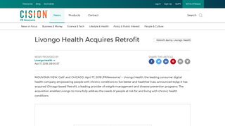 Livongo Health Acquires Retrofit - PR Newswire