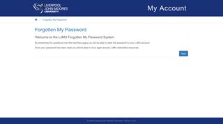 Forgotten My Password - My LJMU Account - Liverpool John Moores ...