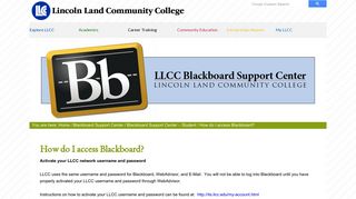 How do I access Blackboard? - Lincoln Land Community College