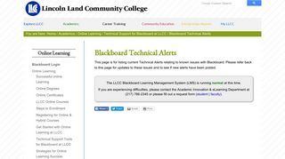 Blackboard Technical Alerts - Lincoln Land Community College
