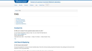 FAQ - Careers at Lawrence Livermore National Laboratory - Jobs in ...