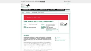 Client Manager - Invoice Finance - Lloyds Banking Group