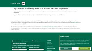 My Commercial Banking Online user account has been suspended ...