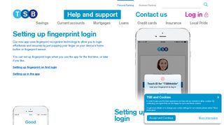 Setting up fingerprint login | New app | Help | TSB Bank