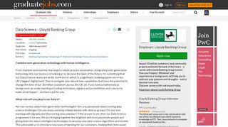 Data Science - Lloyds Banking Group | graduate-jobs.com