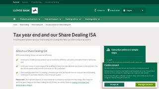 Lloyds Bank - Share Dealing ISA and tax year end- Investments
