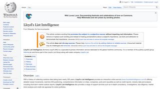 Lloyd's List Intelligence - Wikipedia
