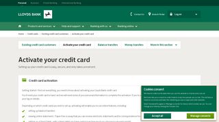 Lloyds Bank - Credit Cards - Activate & Set Up Credit Card