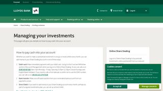 Lloyds Bank - Manage your existing investments - Investments