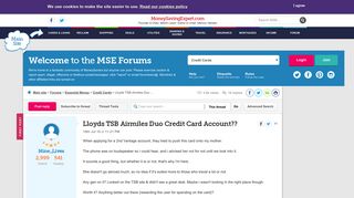 Lloyds TSB Airmiles Duo Credit Card Account?? - MoneySavingExpert ...