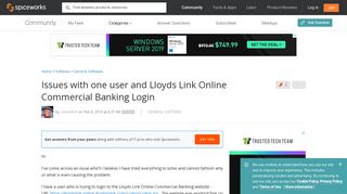 Issues with one user and Lloyds Link Online Commercial Banking ...