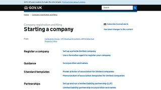 Company registration and filing: Starting a company - GOV.UK