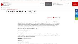 Campaign Specialist, TNT | Leukemia and Lymphoma Society
