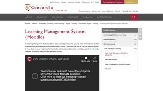 Learning Management System (Moodle) - Concordia University