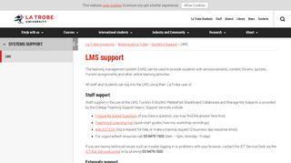 LMS support, Working at La Trobe, La Trobe University