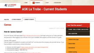 Canvas, FAQs for Current Students, La Trobe University - ASK La Trobe