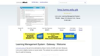 Lms.lums.edu.pk website. Learning Management System : Gateway ...