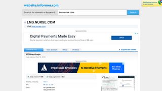 lms.nurse.com at WI. CE Direct Login - Website Informer