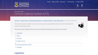 Lecture Capture System (LCS) : Education at UWA : The University of ...