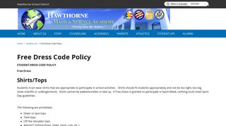 Free Dress Code Policy - Hawthorne Math and Science Academy