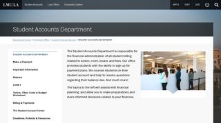 Student Accounts Department - Loyola Marymount University