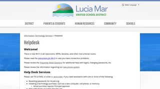 Helpdesk - District Departments - Lucia Mar Unified School District