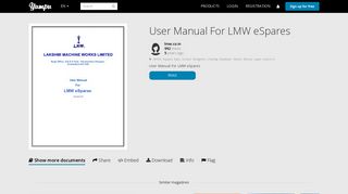 User Manual For LMW eSpares - Yumpu