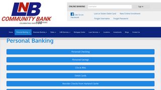 Personal Banking LNB Community Bank
