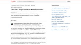 Does LNCT Bhopal also have attendance issues? - Quora