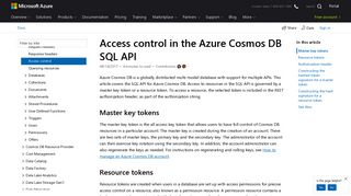 Access Control on Azure Cosmos DB Resources | Microsoft Docs
