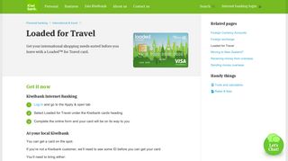 Loaded for Travel | International & travel | Kiwibank