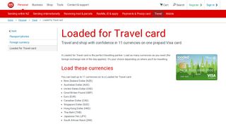 Loaded for Travel card | New Zealand Post