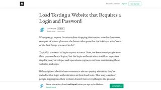Load Testing a Website that Requires a Login and Password - Medium