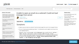 Unable to open an email via a webmail: Could not load message from ...