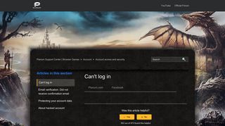 Can't log in – Plarium Support Center | Browser Games