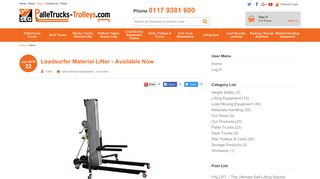 Loadsurfer Material Lifter - Available Now - PalleTrucks-Trolleys.com
