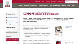 LOAMS   Features & Functionality | Bureau Veritas - Analysts, Inc