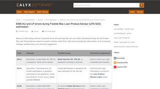 6496 AU and LP errors during Freddie Mac Loan Product Advisor ...