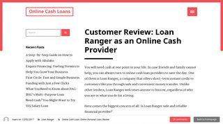 Customer Review: Loan Ranger as an Online Cash Provider – Online ...