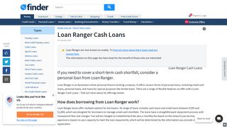 Loan Ranger Cash Loans Reviewed - fees and charges | finder.com.au
