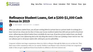 Refinance Student Loans, Get a $200 to $1,000 Bonus in 2019