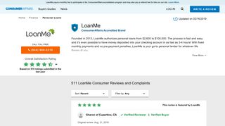 Top 511 Reviews and Complaints about LoanMe - ConsumerAffairs.com