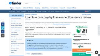 LoanSolo.com payday loan connection service review | finder.com