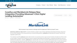 CUneXus and MeridianLink Release New Integration | CUneXus