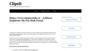 https://www.mypaystub.ca – Loblaws Employee My Pay Stub Portal