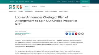 Loblaw Announces Closing of Plan of Arrangement to Spin Out ...